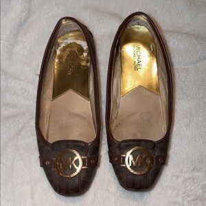 Michael Kors Brown Loafers with Gold Logo